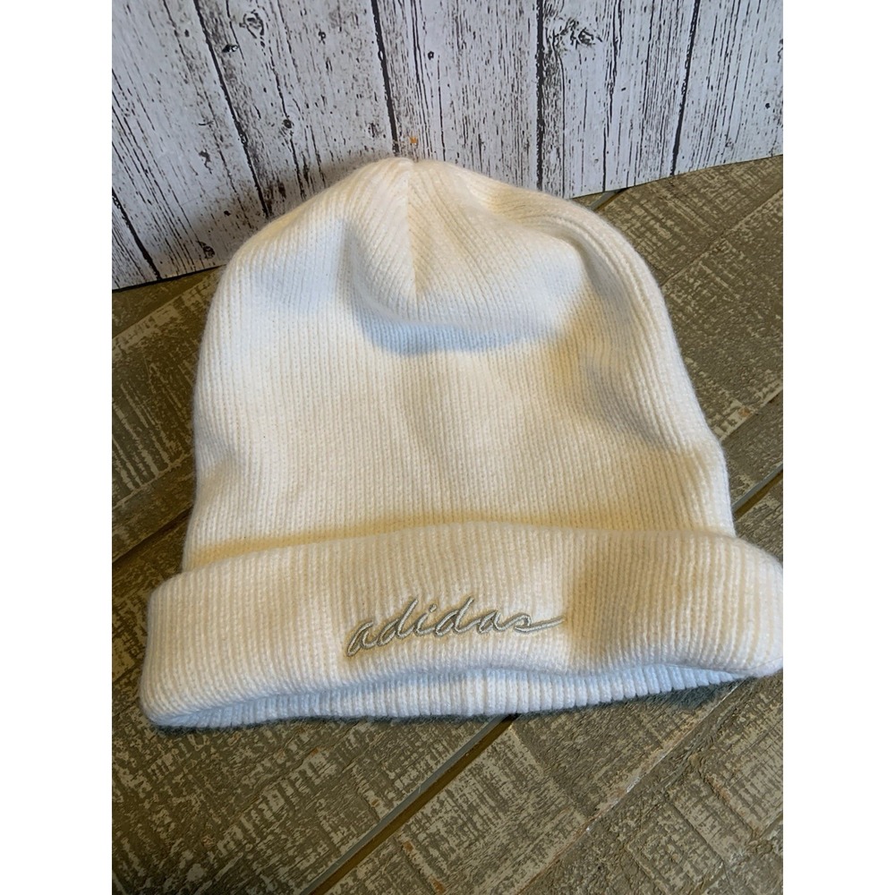 Adidas Women's Men's Winter Hat Knit Cap Stocking White One Size Ear Warmer